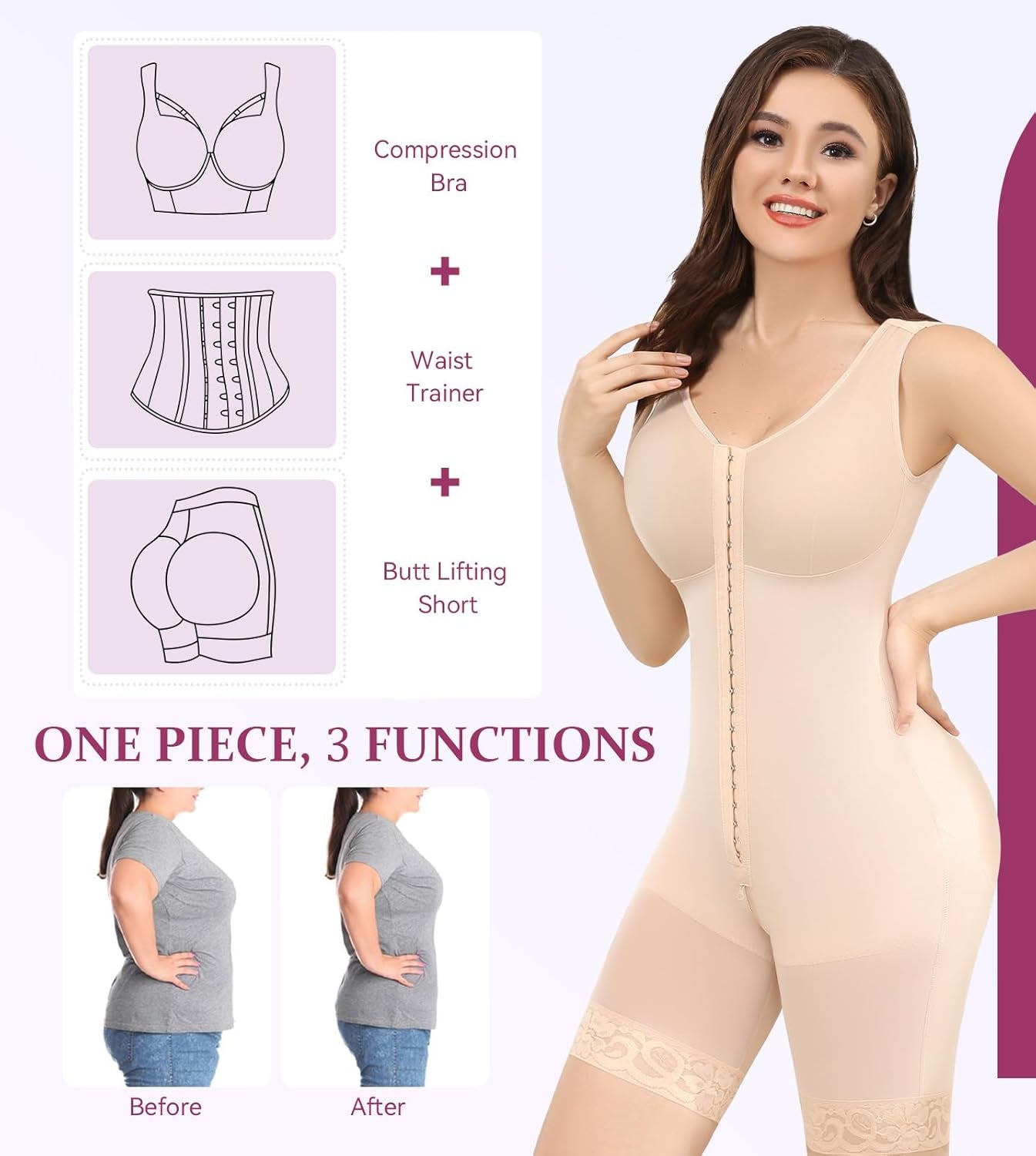 Full Body Shapewear for Women Faja Colombianas Waist Trainer Compression Garments