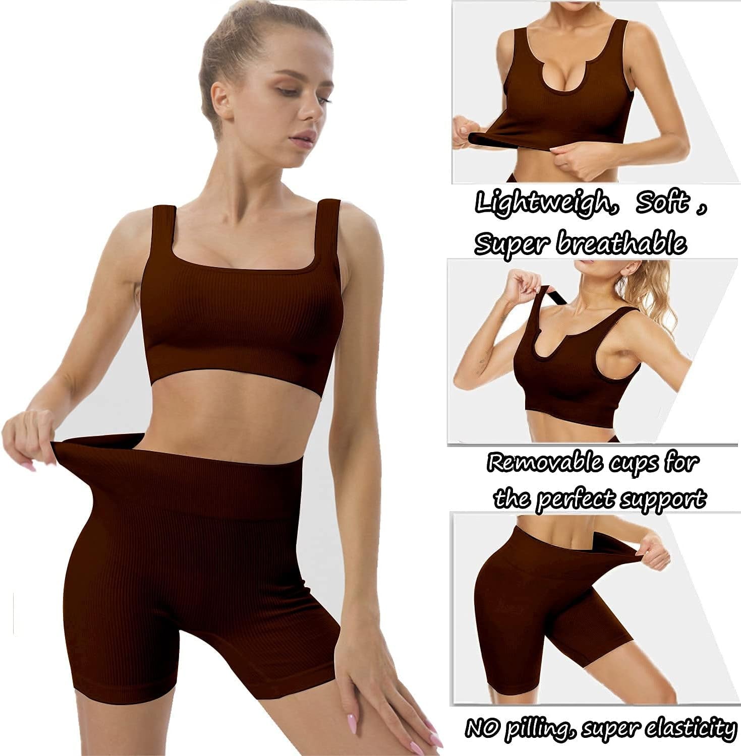 Workout Sets for Women 2 Piece, Cute YOGA Workout Set, Two Piece Workout Outfits,2 Pack