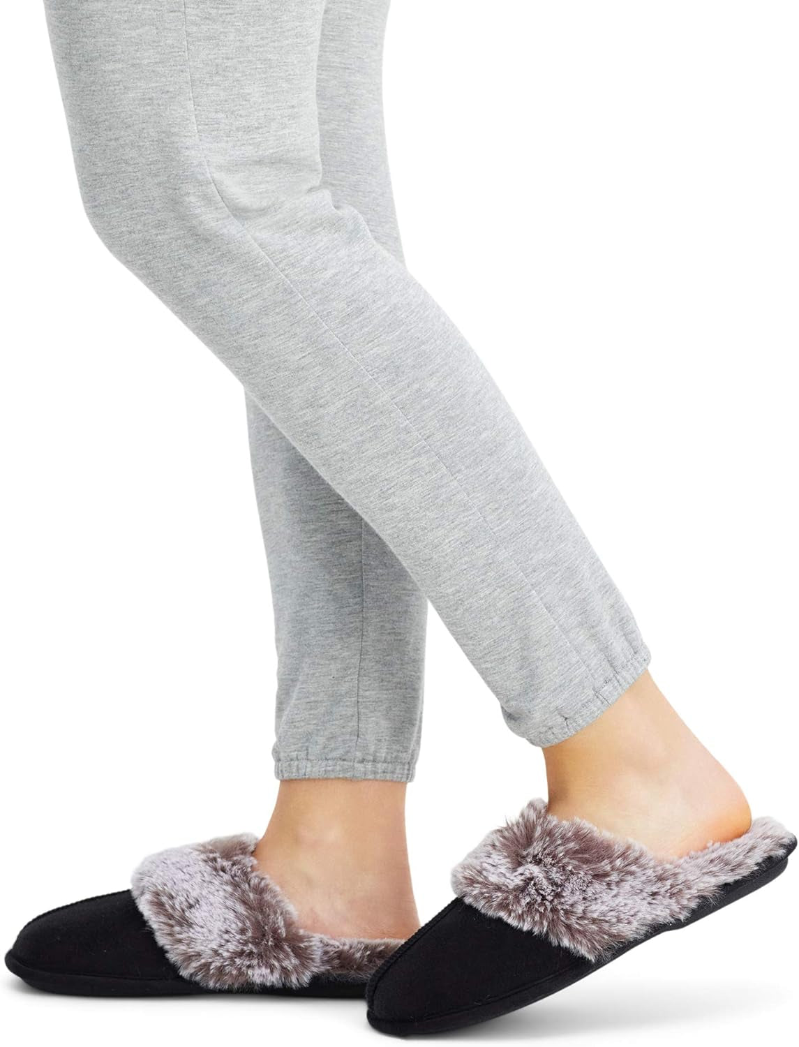 Women'S Comfy Faux Fur House Slipper Scuff Memory Foam Slip on Anti-Skid Sole