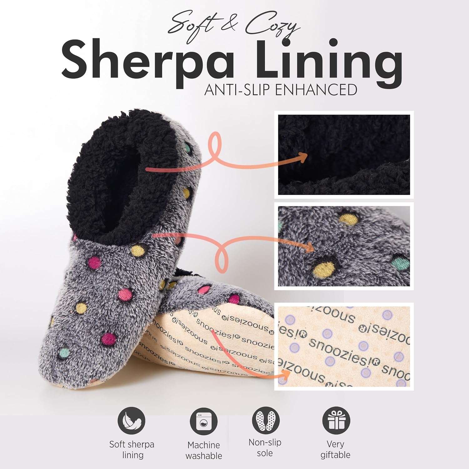 Slippers for Women | Lotsa Dots Colorful Cozy Sherpa Slipper Socks | Womens House Slippers | Cozy Slippers for Women | Colorful Womens Fuzzy Slippers