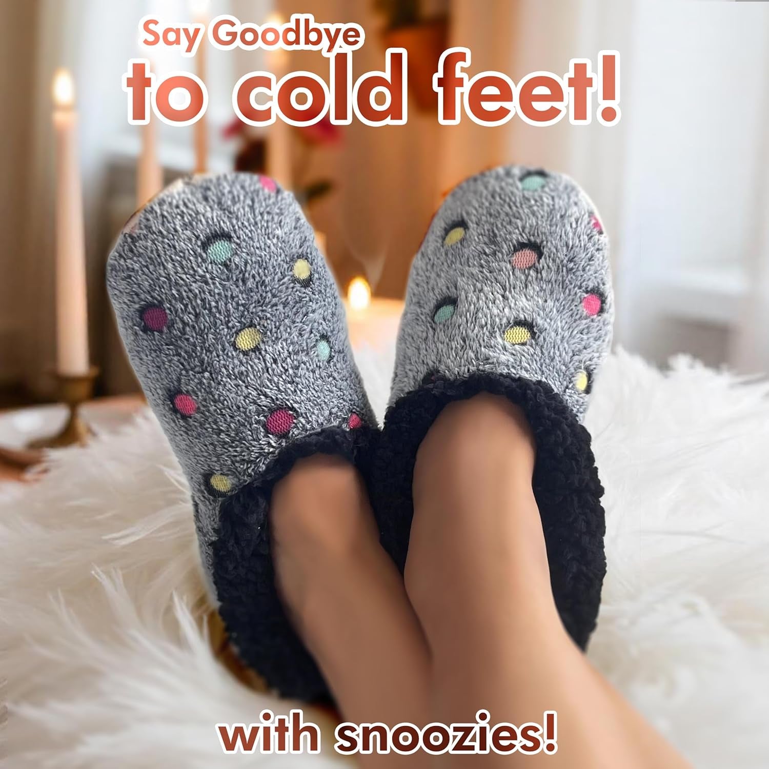 Slippers for Women | Lotsa Dots Colorful Cozy Sherpa Slipper Socks | Womens House Slippers | Cozy Slippers for Women | Colorful Womens Fuzzy Slippers