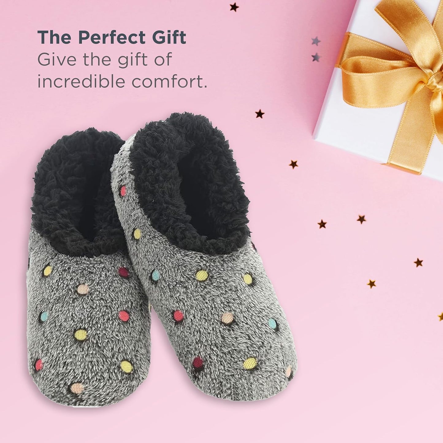 Slippers for Women | Lotsa Dots Colorful Cozy Sherpa Slipper Socks | Womens House Slippers | Cozy Slippers for Women | Colorful Womens Fuzzy Slippers